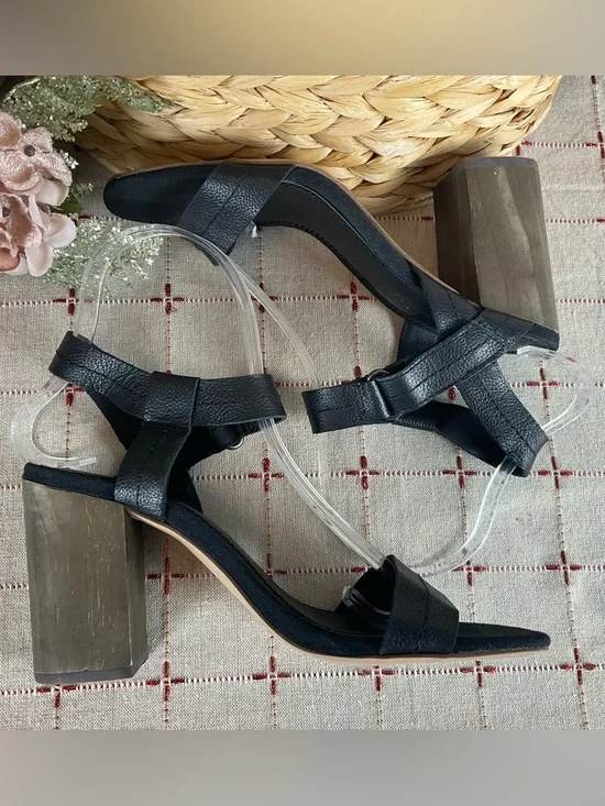 Splendid “Miller” Heeled Sandals Black Leather Block Heel Strappy Shoe Sz 6 - Picture 6 of 6